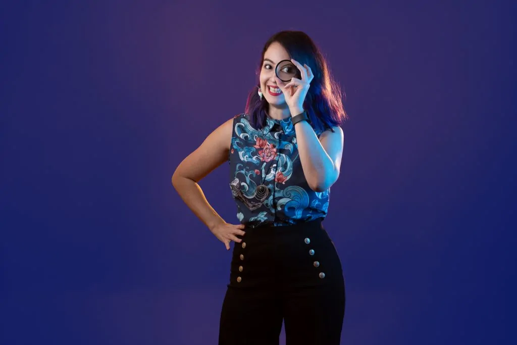 Portrait réalisé en studio, en lumière continue colorée, pendant une précédente édition du Photo Gang